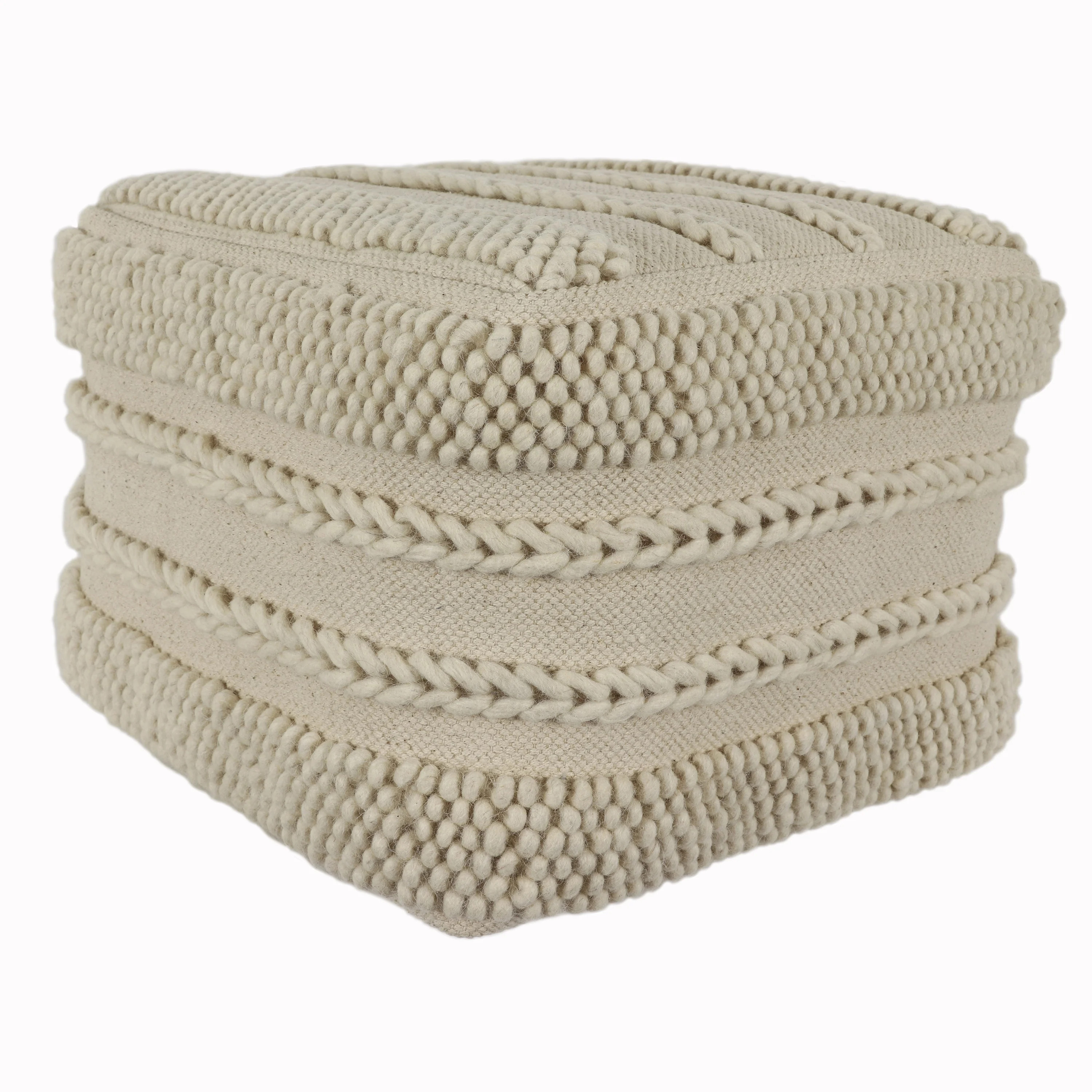 Decor Therapy Winifred off-White Knit Square Indoor Pouf | Walmart (US)