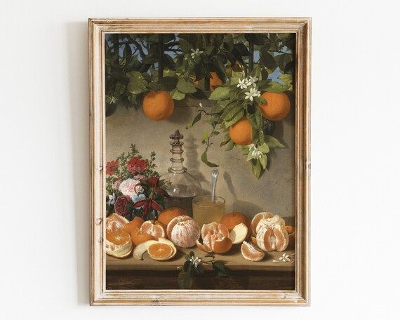 Oranges Vintage Painting Printable Citrus Fruit Wall Art - Etsy | Etsy (US)