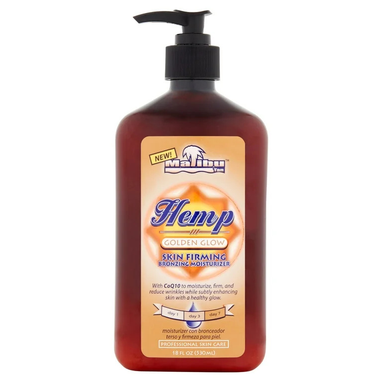 Malibu Tan Hemp Golden Glow Bronzing Moisturizer with Skin Firming for Dry Skin, 18 fl oz | Walmart (US)