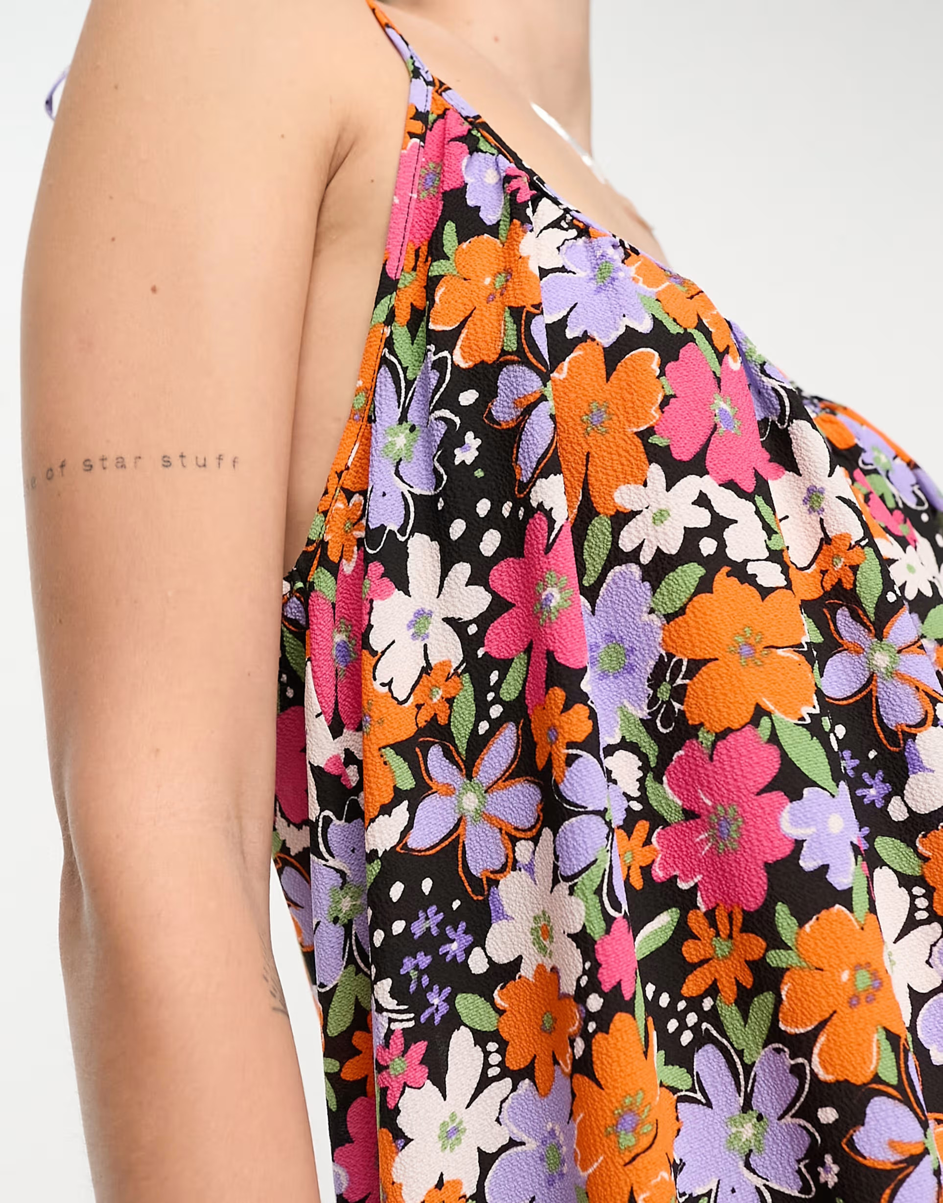 ASOS DESIGN Tall tie strap detail trapeze maxi slip dress in purple floral print | ASOS (Global)