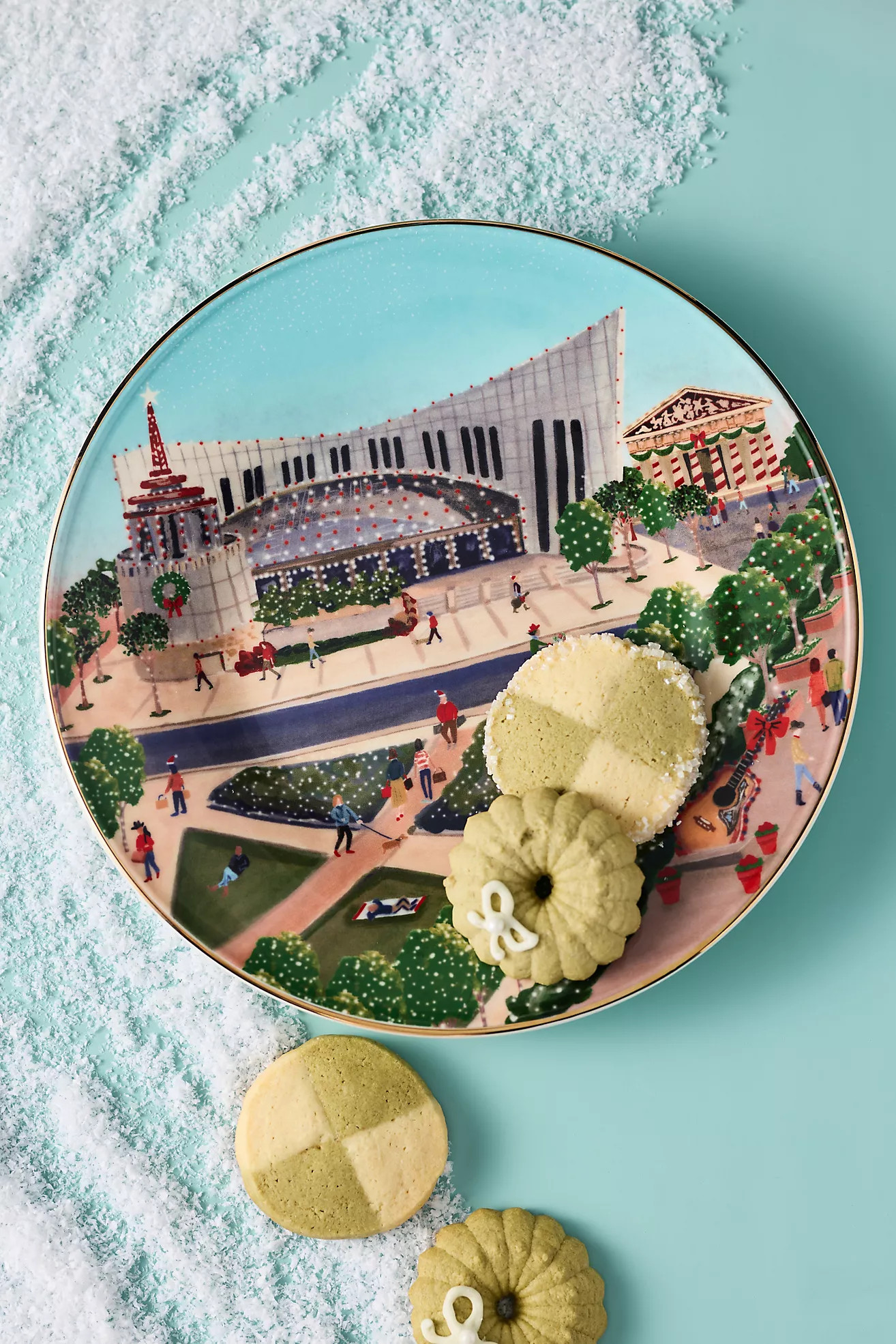 Holiday in the City Stoneware Dessert Plate | Anthropologie (US)