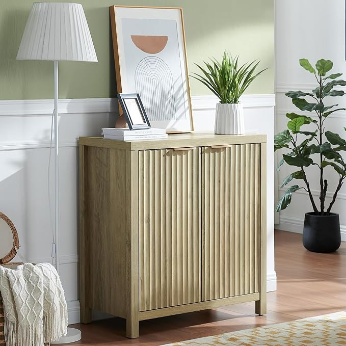 OAKHAM HOME Oxford Storage Cabinet Fluted Sideboard Buffet Cabinet with Adjustable Shelves, Multi... | Amazon (US)