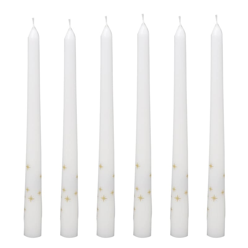 6-Pack Gold Star Taper Candles, 11" | At Home