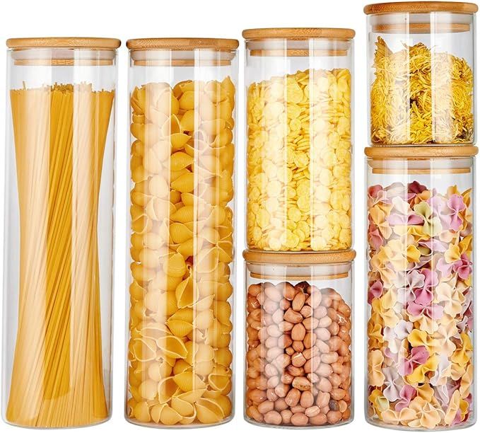 copdrel Glass Food Storage Jars Containers, Glass Storage Jar with Airtight Bamboo Lids Kitchen G... | Amazon (US)