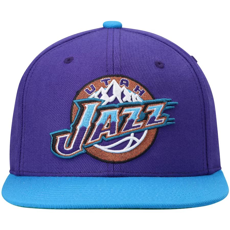 Utah Jazz Mitchell & Ness Hardwood Classics Team Two-Tone 2.0 Snapback Hat - Purple/Turquoise | Lids