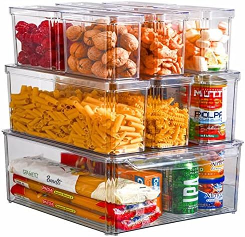 Refrigerator Organizer Bins with Lids-10PCS BPA Free Fridge Organizer, Stackable Clear Plastic St... | Amazon (US)