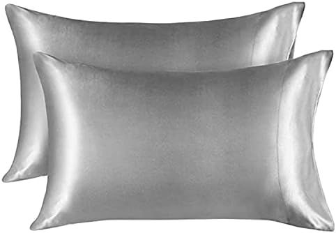 EXQ Home Silky Satin Pillowcase for Hair and Skin,Soft Grey Pillow Cases Queen Size Set of 2 Sati... | Amazon (US)