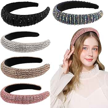 milylove Pearl Headband Diamond Headband Fashion Padded Velvet Fabric Hairband Hair Band Headwear... | Amazon (US)