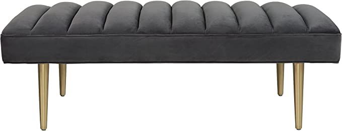TOV Furniture The Jax Collection Velvet Upholstered Living Room Accent Bench With Stainless Steel... | Amazon (US)