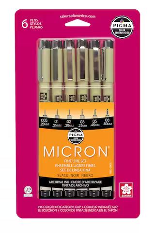 Pigma® Micron® Fine Line Black 6 Piece Pen Set | Michaels Stores