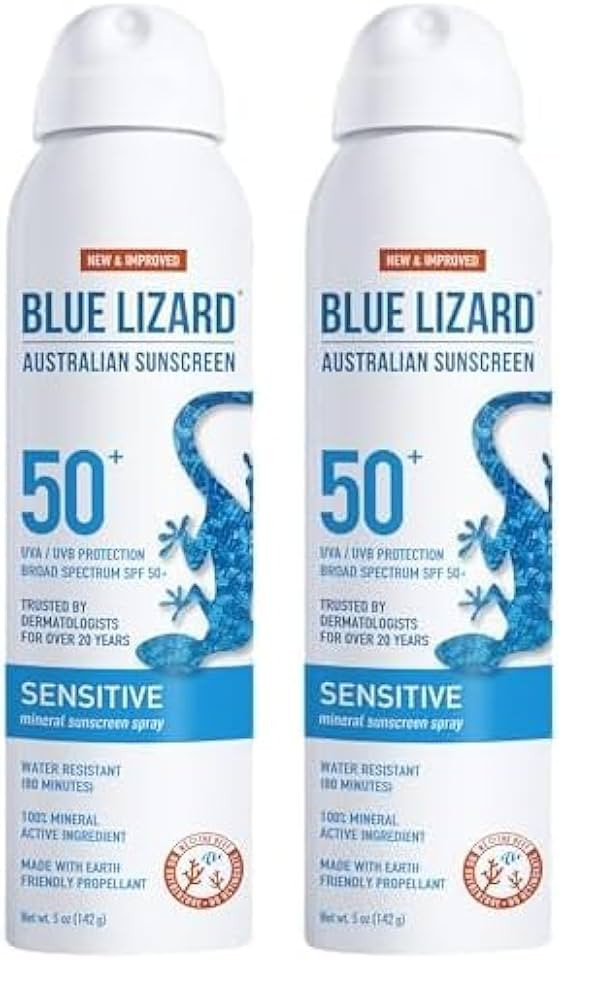 Blue Lizard Sensitive Mineral Sunscreen Spray SPF 50+, Dermatologist-Recommended Brand, Broad-Spe... | Amazon (US)