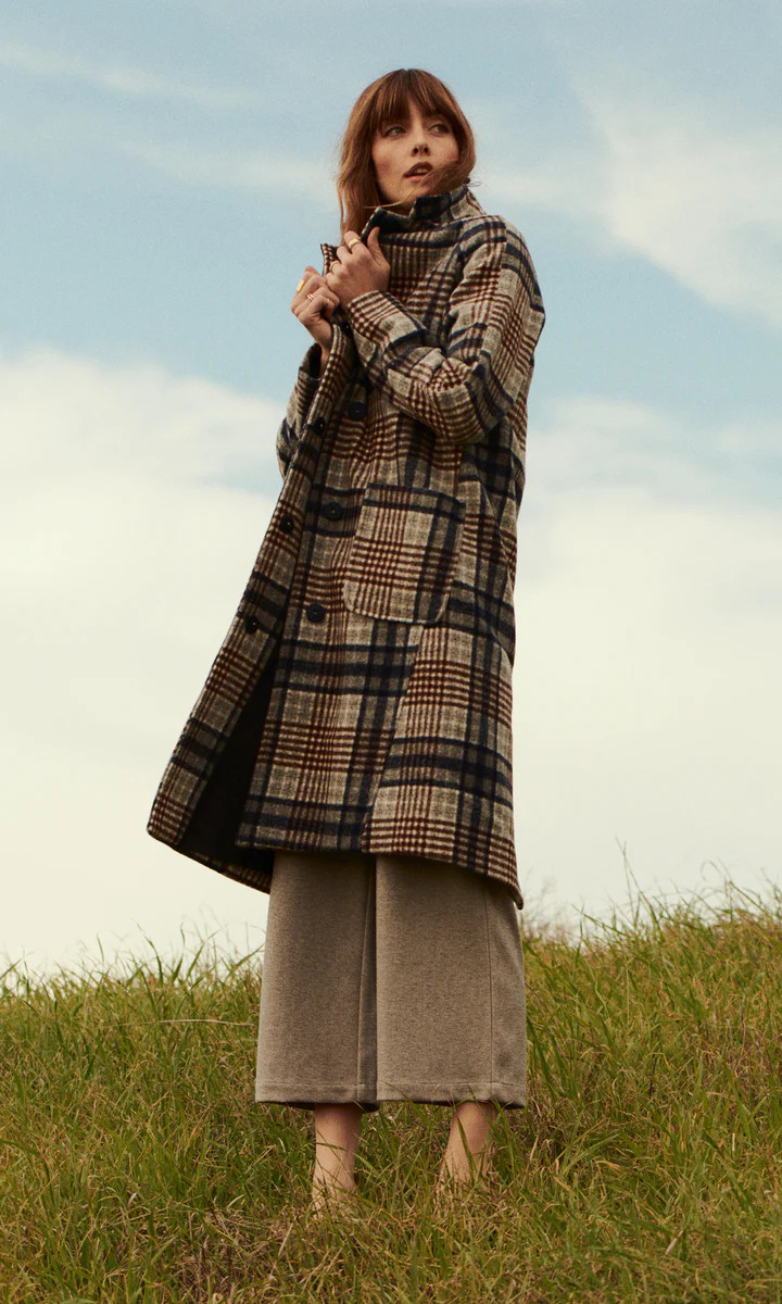 Austar Plaid Check Coat - FINAL SALE | Greylin Collection | Women's Luxury Fashion Clothing 