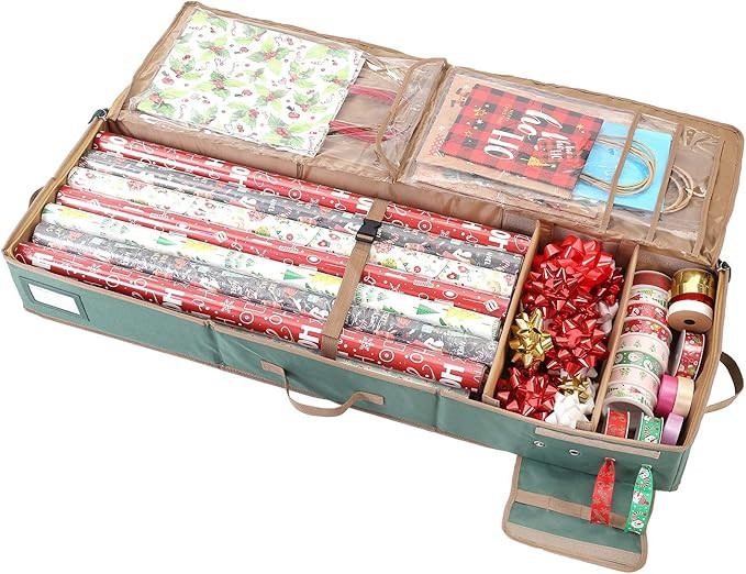 Sattiyrch Gift Wrapping Paper Storage containers,600D Oxford Fabric Christmas Ribbon Gift Bag Bow... | Amazon (US)