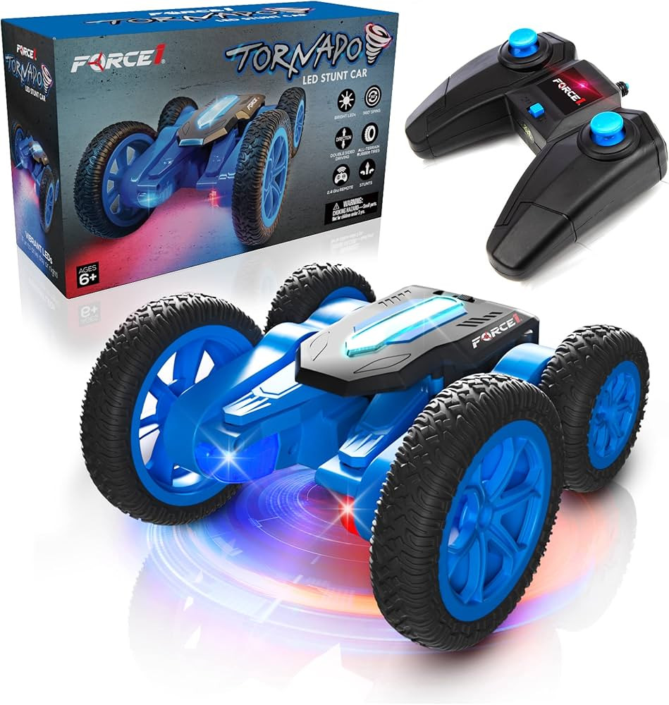 Force1 Tornado LED Remote Control Car for Kids - Double Sided Fast RC Car, 4WD Off-Road Stunt Car wi | Amazon (US)