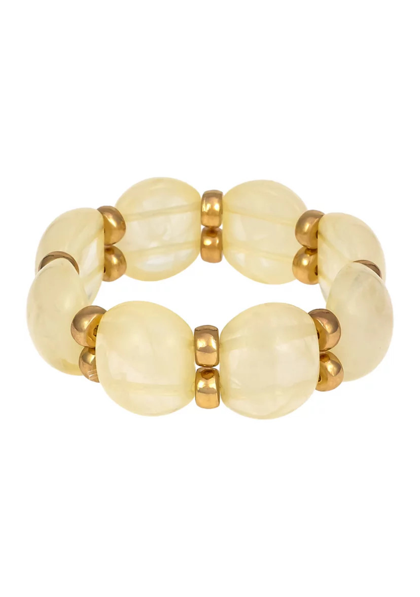 Ivory Gold Tone Beaded Stretch Bracelet | Belk