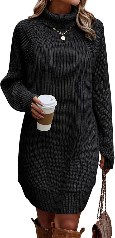 LILLUSORY Fall Women Turtleneck Long Sleeve Loose Oversized Sweater Dress 2023 | Amazon (US)