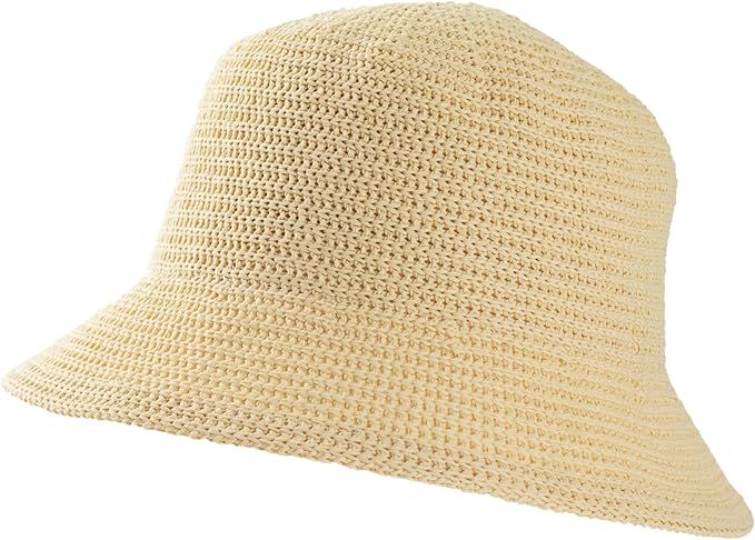 Women Mesh Woven Bucket Hat, Beach Hat, Sun Hat Fashion Foldable Packable Fishing Hat for Spring ... | Amazon (US)