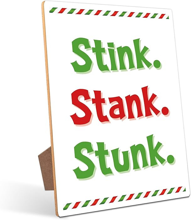 Grinch Table Sign - Bathroom Decor, Perfect for Christmas Party, Grinch Decorations, 8×11 Wooden... | Amazon (US)