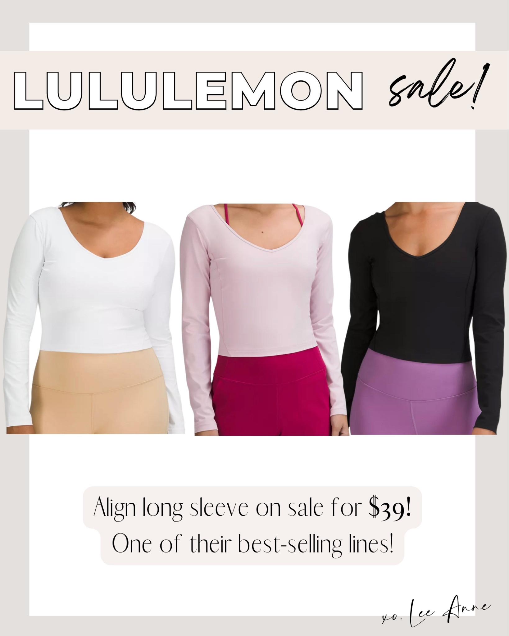 Lululemon Align long sleeve on sale! 

Lee Anne Benjamin 🤍

#LTKunder50 #LTKsalealert #LTKstyletip