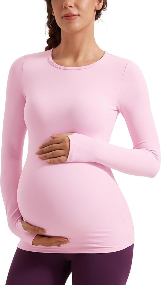 CRZ YOGA Womens Butterluxe Long Sleeve Maternity Tops Crewneck Pregnancy Basic Shirts Soft Athlet... | Amazon (US)
