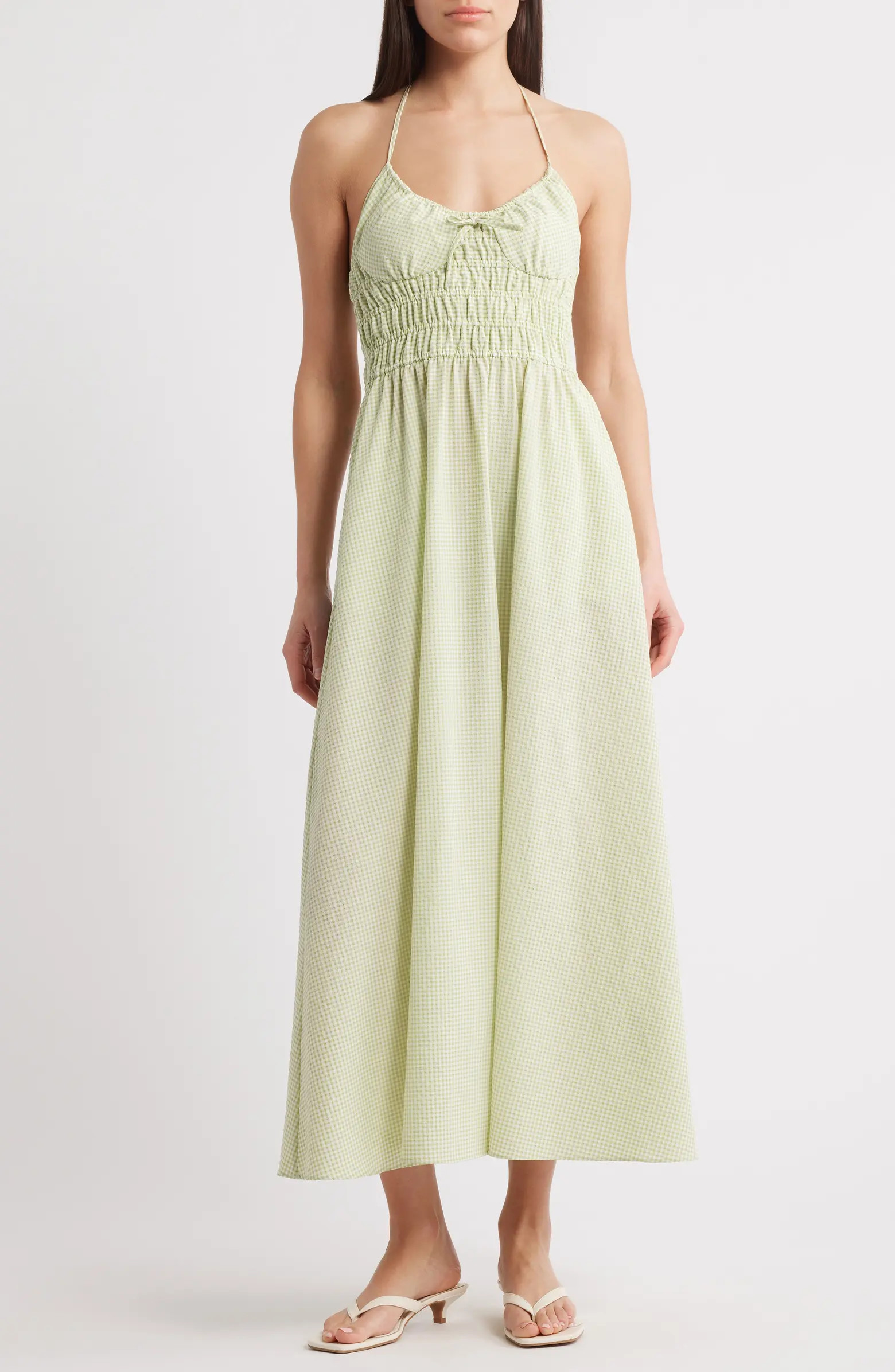 Solid & Striped The Lolita Gingham Smocked Cover-Up Halter Dress | Nordstrom | Nordstrom