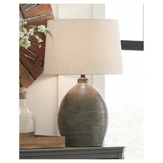 Joyelle Gray Terracotta Table Lamp - 17"W x 17"D x 28"H | Bed Bath & Beyond
