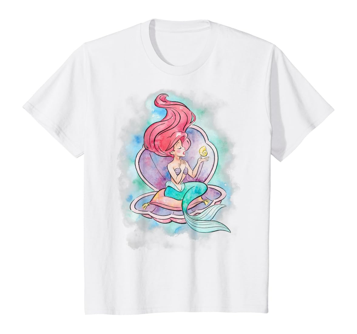Disney Little Mermaid Ariel In Shell Watercolor T-Shirt T-Shirt | Amazon (US)