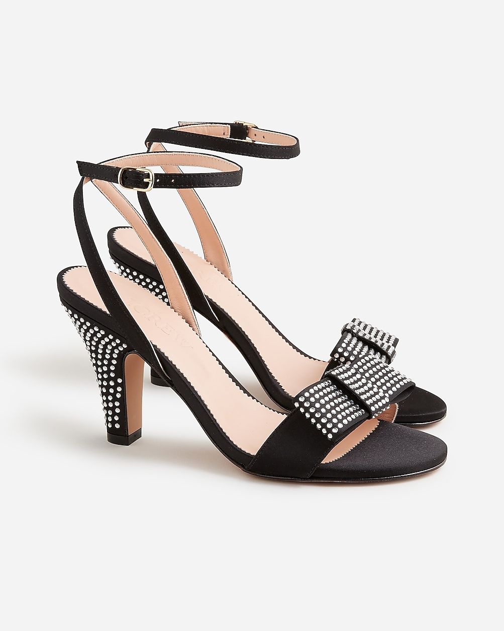 Made-in-Italy crystal bow heels in satin | J.Crew US
