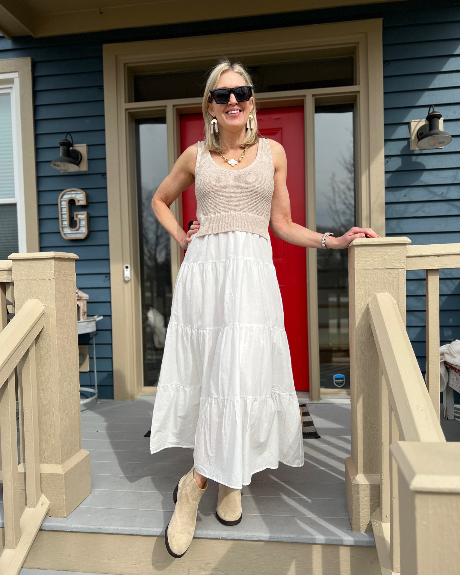knee length dresses for ladies Elan Natural Black Tropics Criss Cross Maxi Dress at Maria Vincent Boutique
