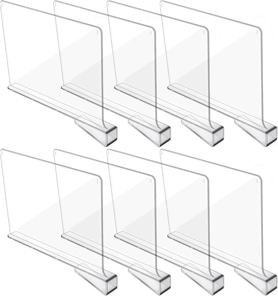 Hmdivor Clear Acrylic Shelf Dividers, Closets Shelf and Closet Separator for Organization in Bedr... | Amazon (US)