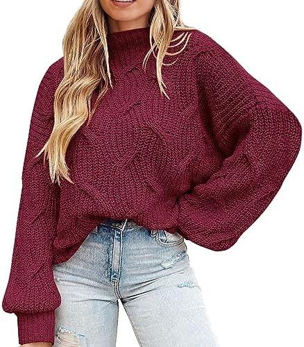 PRETTYGARDEN Women's Fall Oversized Pullover Sweaters Casual Crewneck Long Sleeve Chunky Cable Kn... | Amazon (US)