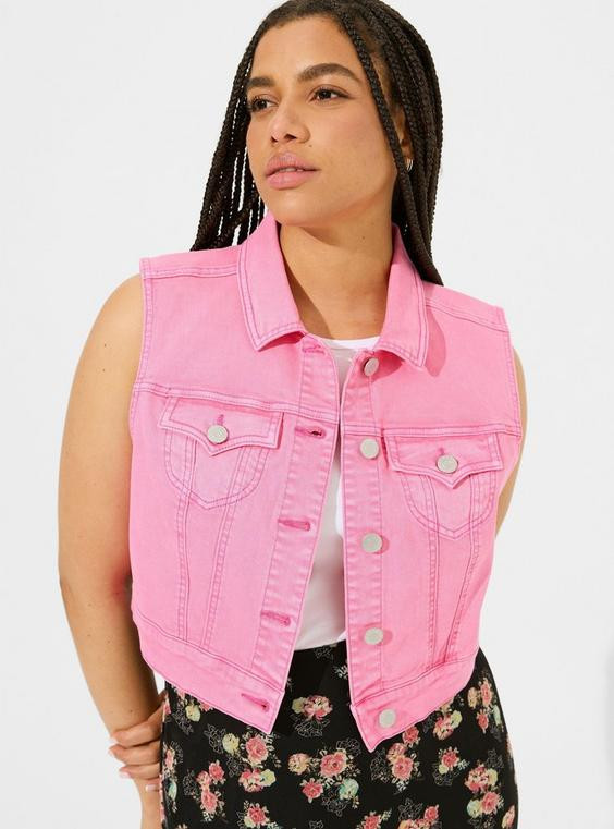 Denim Vintage Stretch Crop Vest | Torrid (US & Canada)