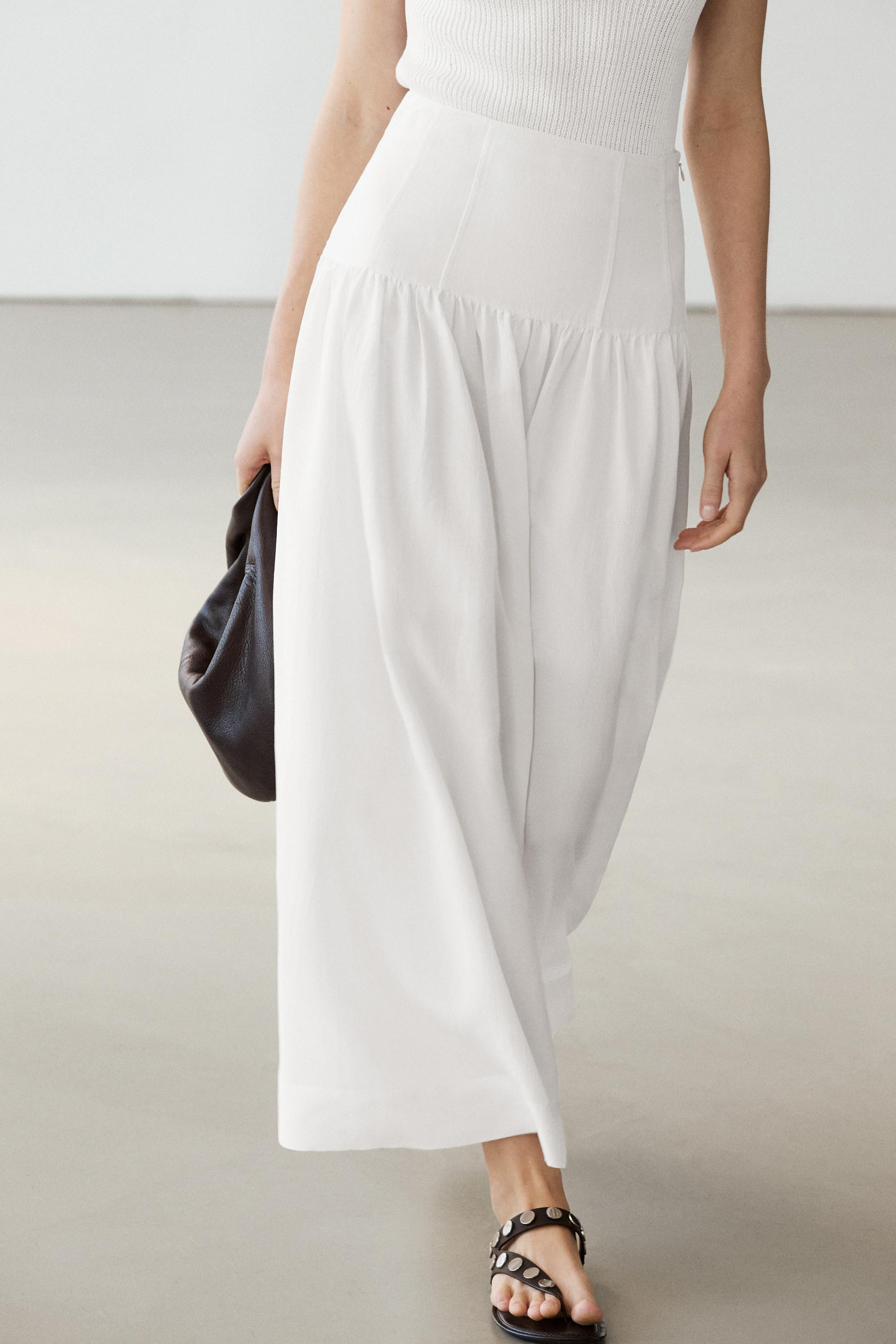 Midi skirt with yoke detail | Massimo Dutti UK