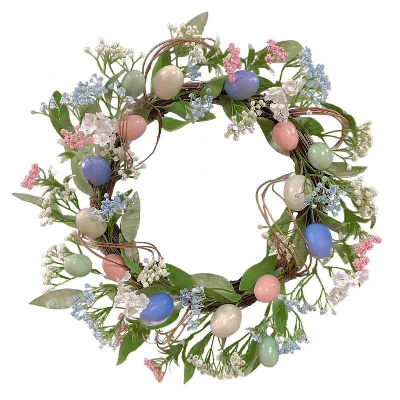 Providence Pink, Blue, White & Teal Floral Egg Wreath, 22" | At Home