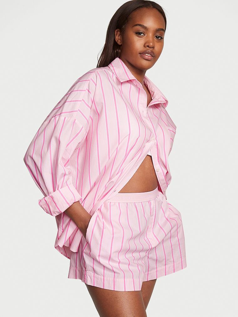 Cotton Oversized Long-Sleeve Pajama Set | Victoria's Secret (US / CA )
