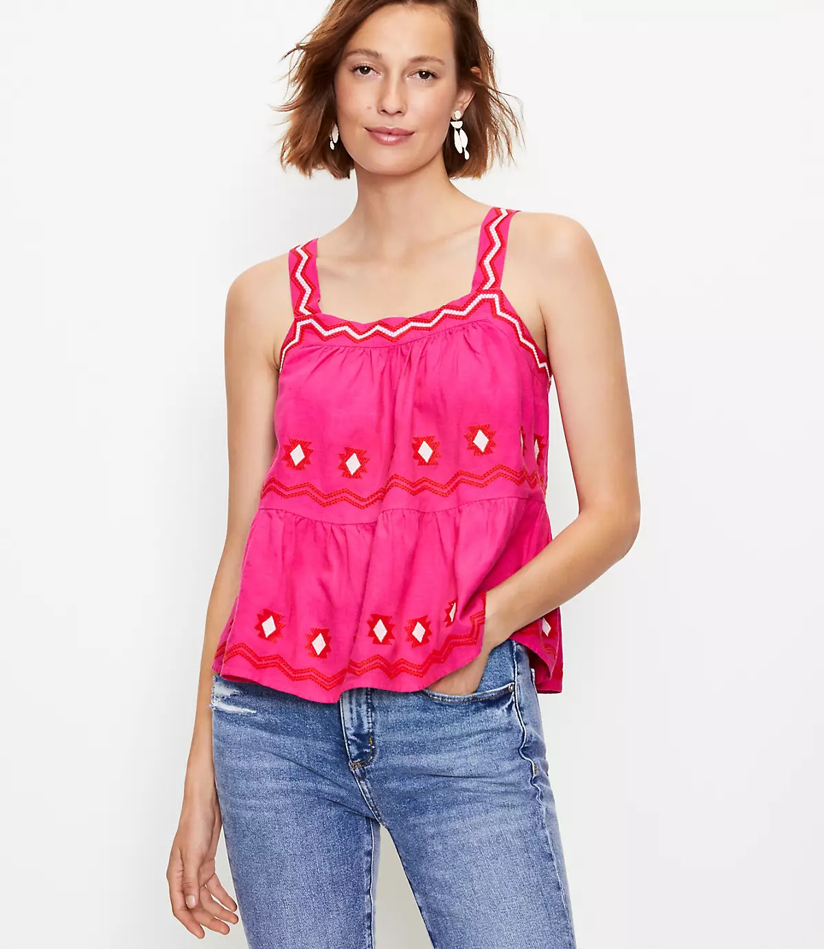 Embroidered Tiered Cami | LOFT | LOFT