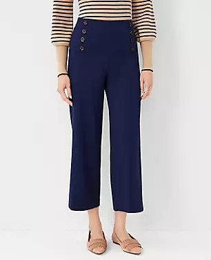 The Petite High Rise Kate Wide Leg Crop Sailor Pant | Ann Taylor (US)