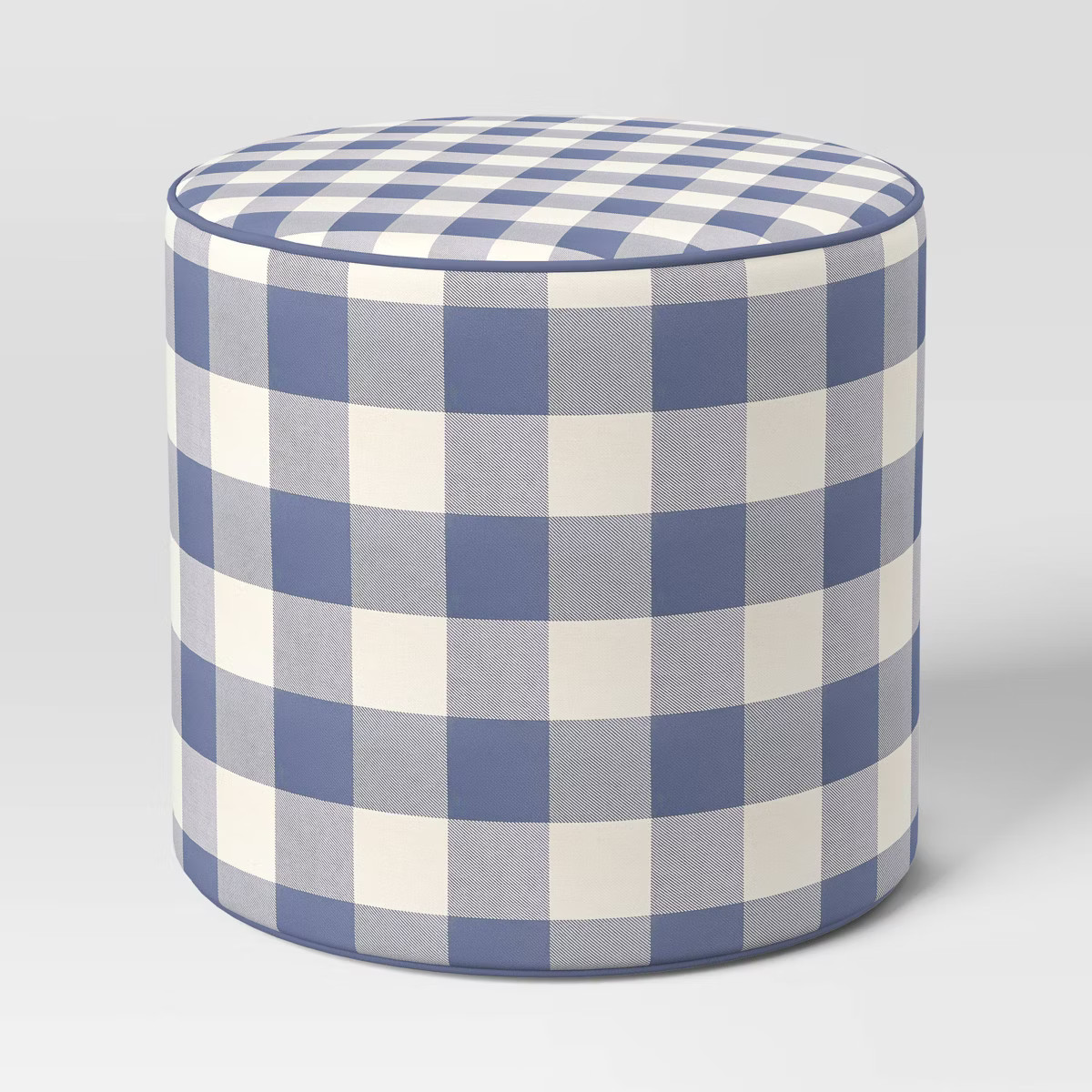 20"x18" Plaid Round Outdoor Patio Poufs Blue - Threshold™ designed with Studio McGee | Target