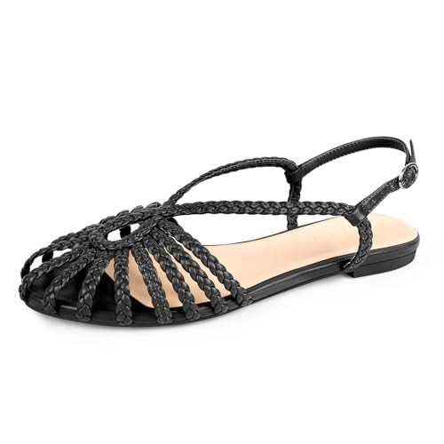 PIZZ ANNU Women's Sophia Braided Flat Sandals Comfortable Memory Foam Walking Shoes Summer Gladia... | Amazon (US)