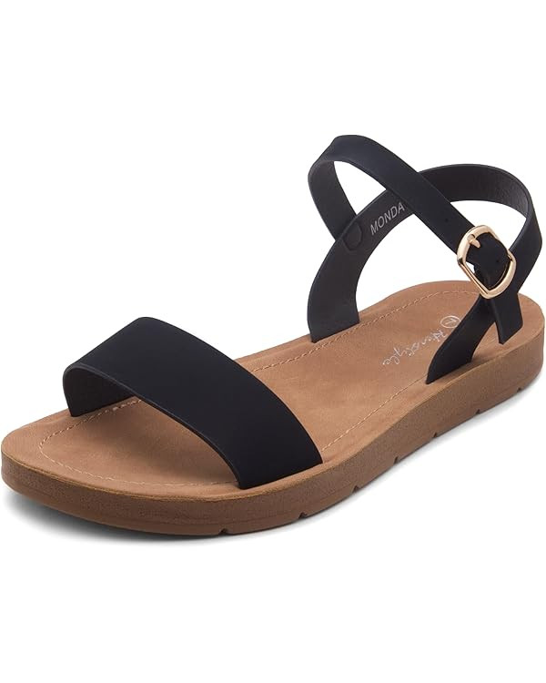 Herstyle Womens Monday Open Toes One Band Ankle Strap Flat Sandals | Amazon (US)