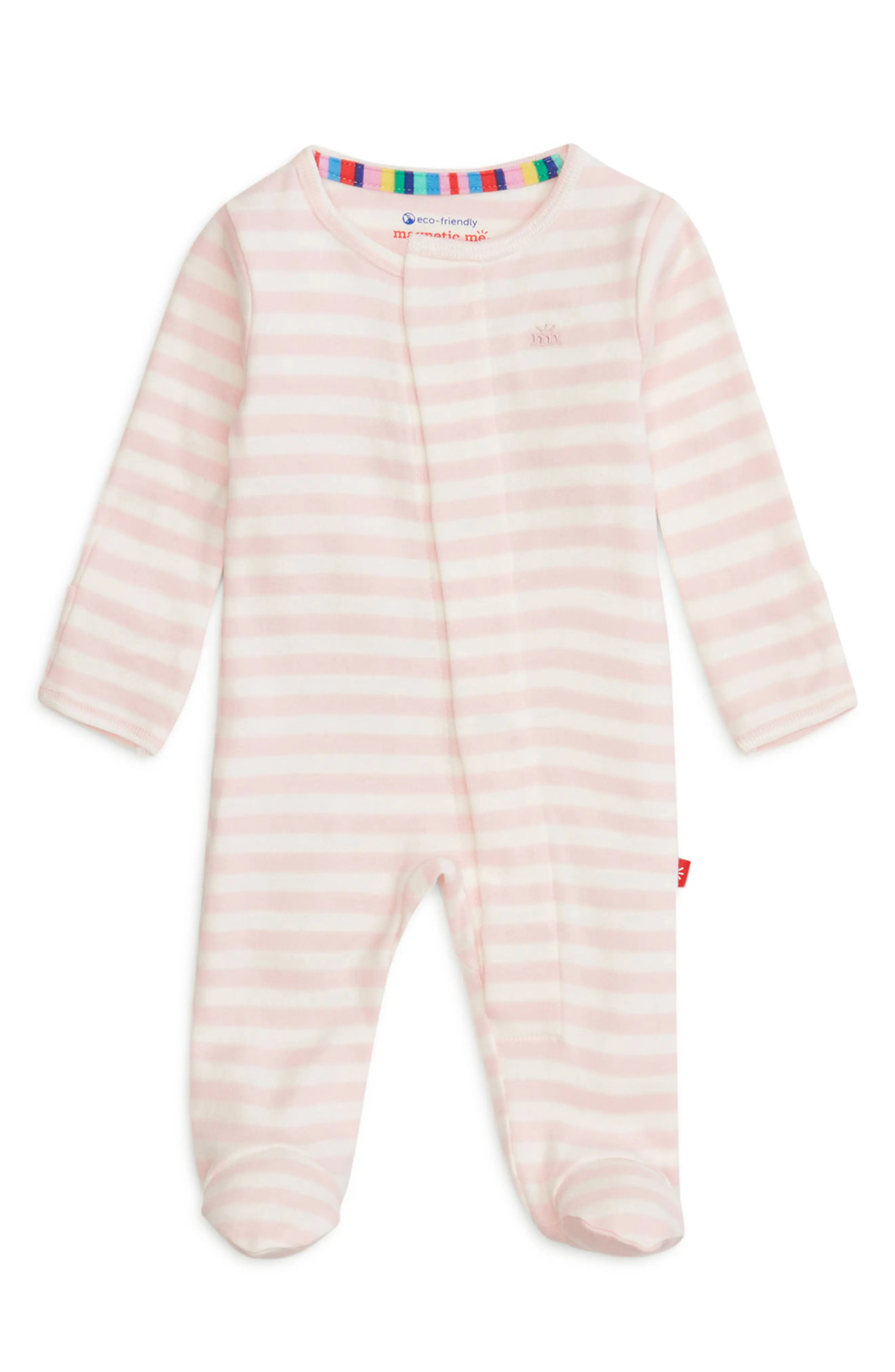 Magnetic Me Pink Stripe Organic Cotton Magnetic Footie (Women) | Nordstrom | Nordstrom