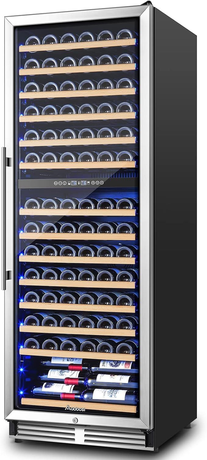AAOBOSI 24 Inch Wine Cooler Dual Zone, 154 Bottles Wine Refrigerator Built in or Freestanding Win... | Amazon (US)