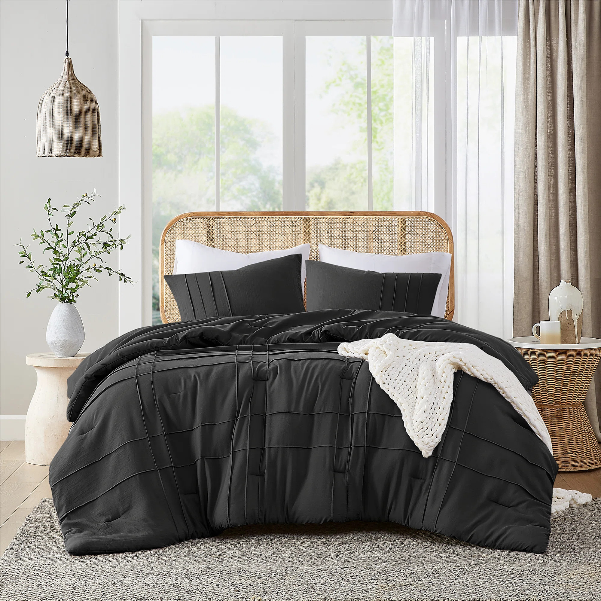 Seamus Pinch Pleated Soft Washed Boho Comforter Set | Wayfair North America