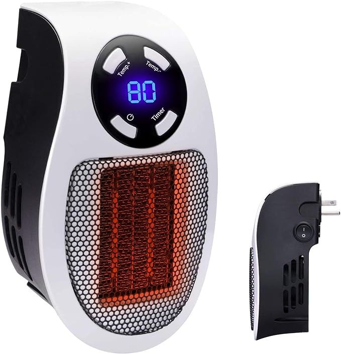 350W Space heater, Wall Outlet Electric Space Heater as Seen on TV with Adjustable Thermostat and... | Amazon (US)