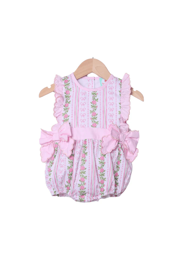Fancy Floral Ruffle Bow Bubble | The Smocked Flamingo