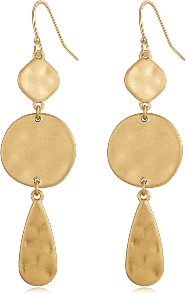 LILIE&WHITE Burnt Gold Boho Earrings For Women Antique Silver Disc Dangle Earrings Vintage Snake ... | Amazon (US)