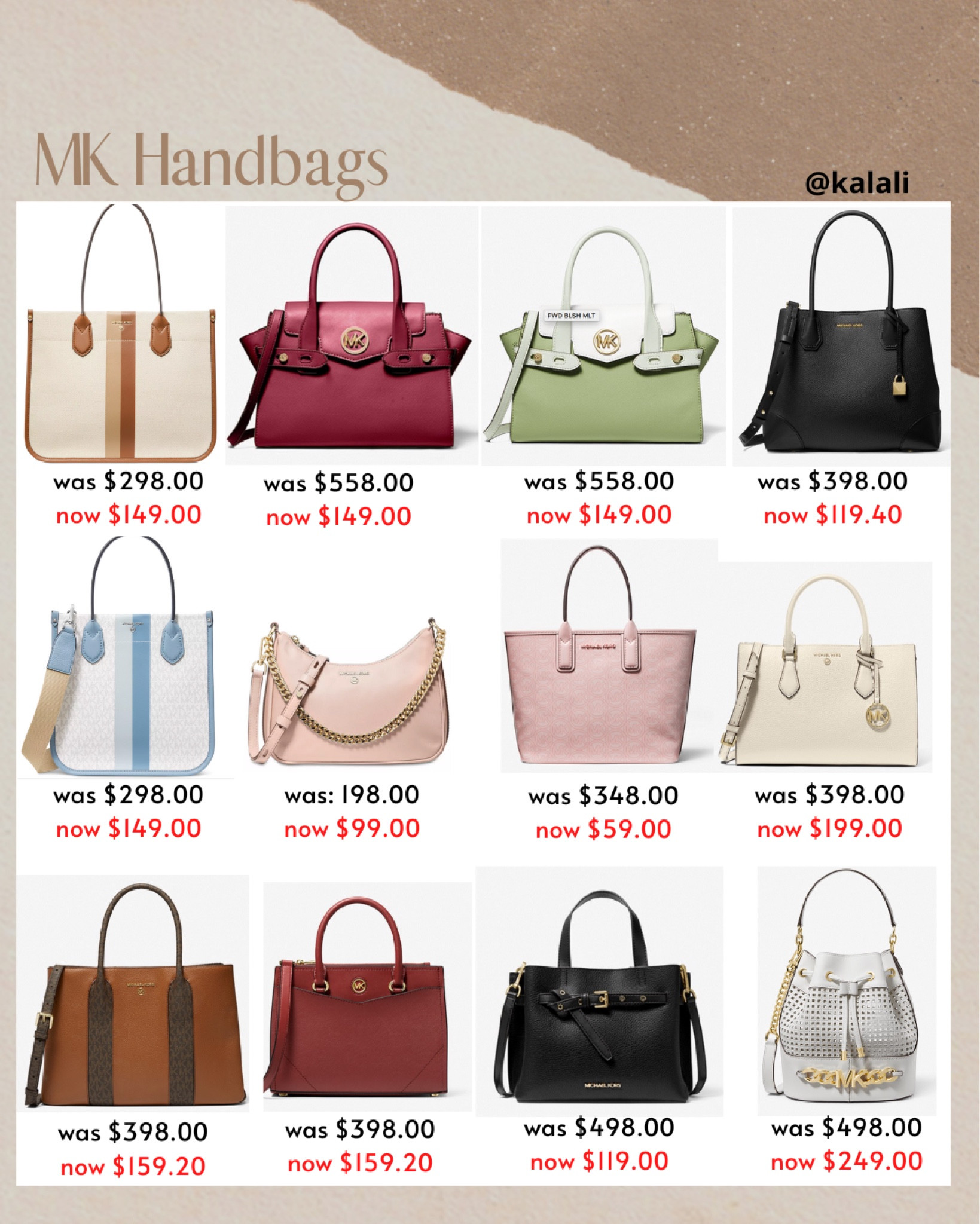 Top selection of Michael Kors tote bags on sale. Different colors of each these models are also available. 
.
.
.
#ltksale
#ltkunder100
#ltkunder50
#bags
#handbags
#dhgate
#purse
#purses
#fashion
#styletip

Follow my shop @kalallii on the @shop.LTK app to shop this post and get my exclusive app-only content!

#liketkit 
@shop.ltk
https://liketk.it/3PFW5

#LTKunder100 #LTKstyletip #LTKSale #LTKSeasonal #LTKSale #LTKitbag