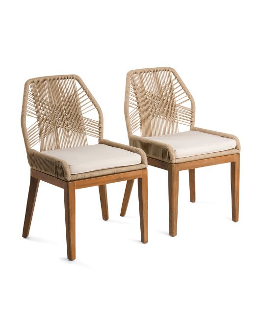 Set Of 2 Rope Cross Weave Dining Chairs With Cushion | TJ Maxx