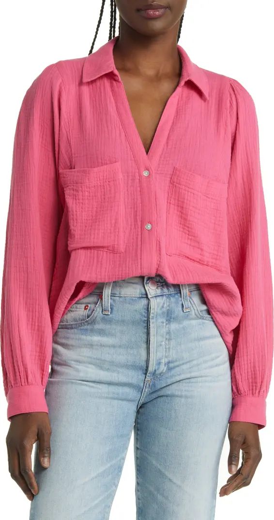 Lauren Organic Cotton Gauze Button-Up Shirt | Nordstrom