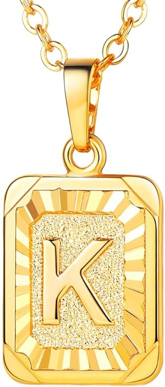 Monogram Necklace A-Z 26 Letters Pendants 18K Gold/Platinum Plated Square Tiny Initial Necklaces ... | Amazon (US)